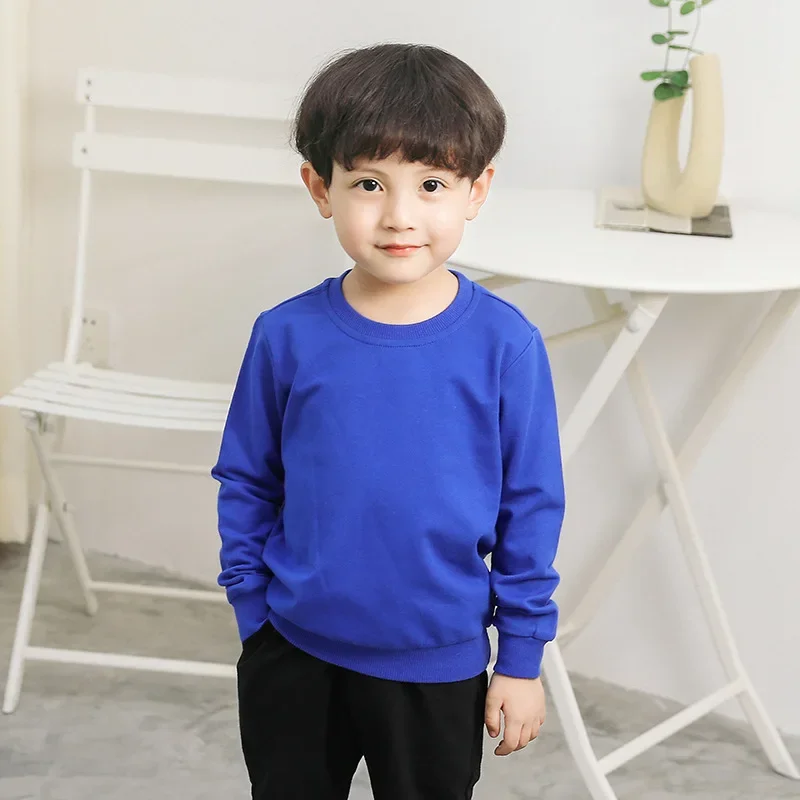 New Children Sweater Clothing Spring Solid Color Boy Round Neck Children Coat Girl Spring Long Sleeve Tide.