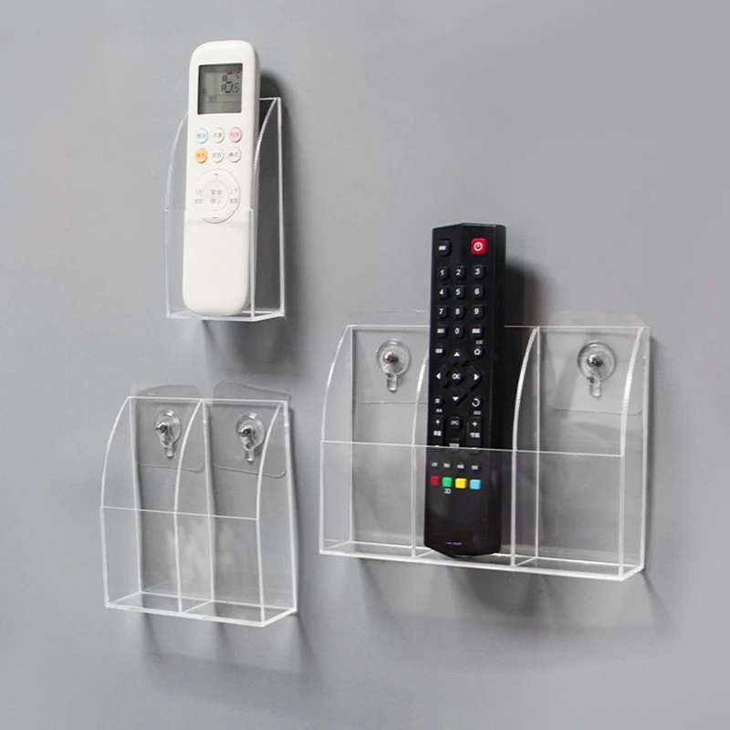 Acrylic TV Air Conditioner Remote Control Holder 1/4 Case Wall Mount Storage Box for Home