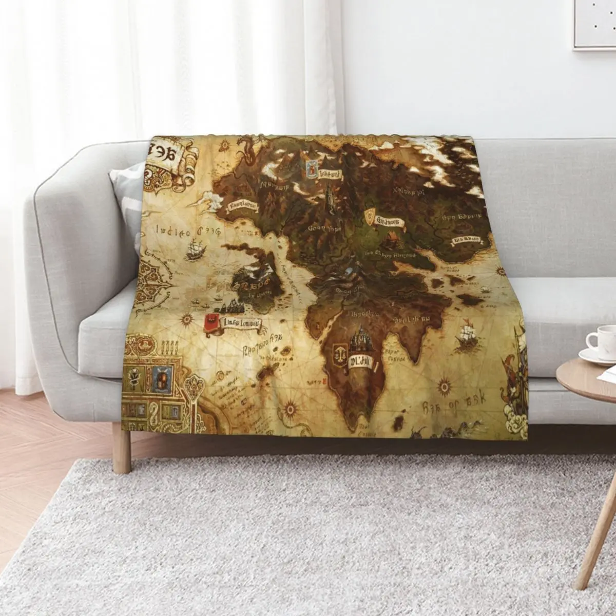 Eorzea FFXIV Map Throw Blanket Softest Decorative Throw Warm Camping Decorative Sofas for sofa Blankets