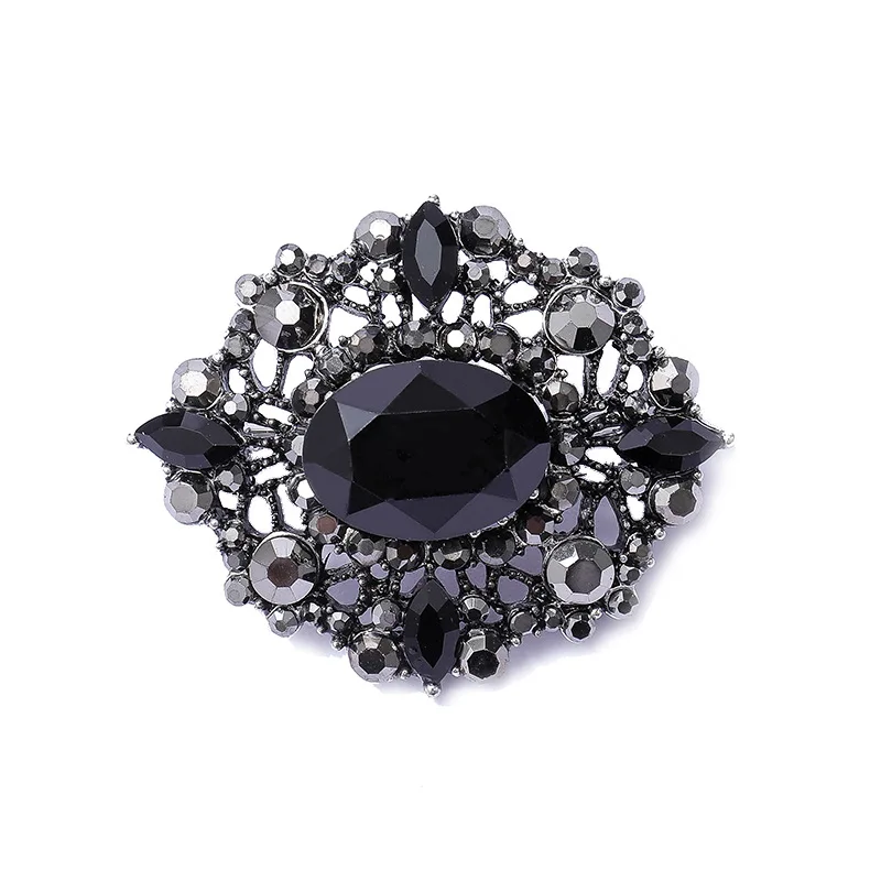 New Design Autumn and Winter Heavy Industry Luxury High-end Gem Baroque Brooch Woman Retro Palace Style Gorgeous Crystal Brooch