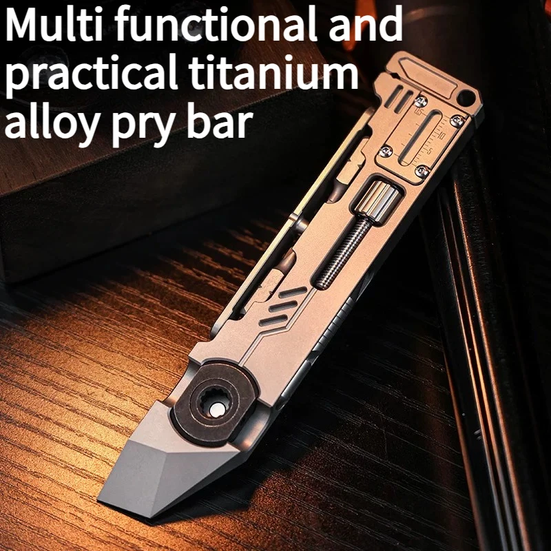 Titanium Alloy Pry Bar Ratchet Screwdriver Multifunctional EDC Telescopic Wrench Caliper Batch Head Storage Tool