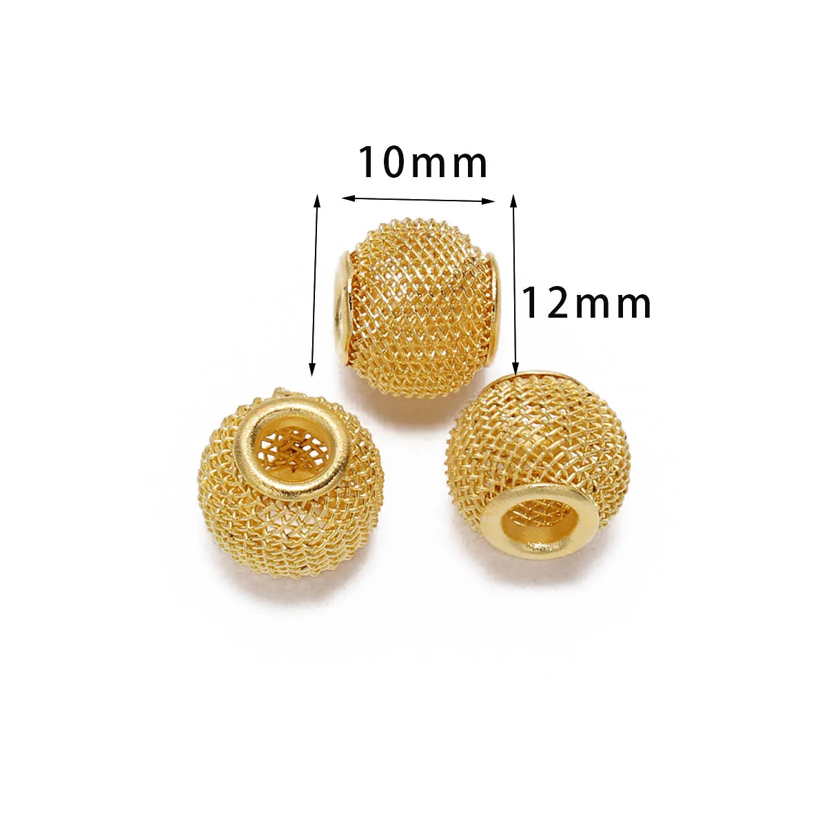 10pcs/lot 10*12mm Round Ball Metal Big Hole Beads for DIY Necklace Charms Bracelet Jewerlry Findings Accessories