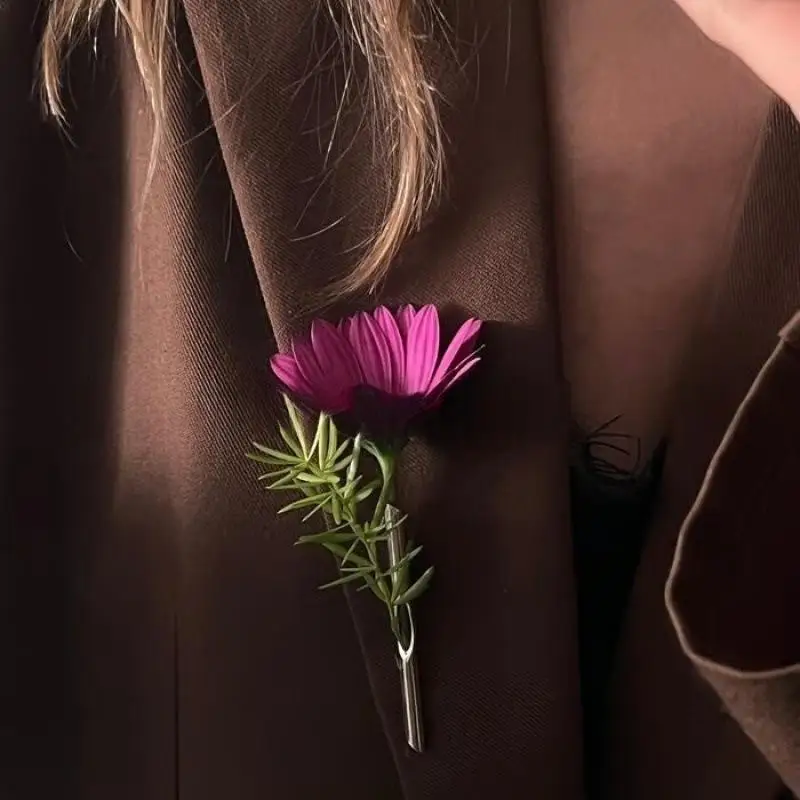 Creative Branch-Shaped Flower Insertable Brooch DIY Clothing Corsage Ornament Metal Branch Pins For Brooches With Insert Flowers