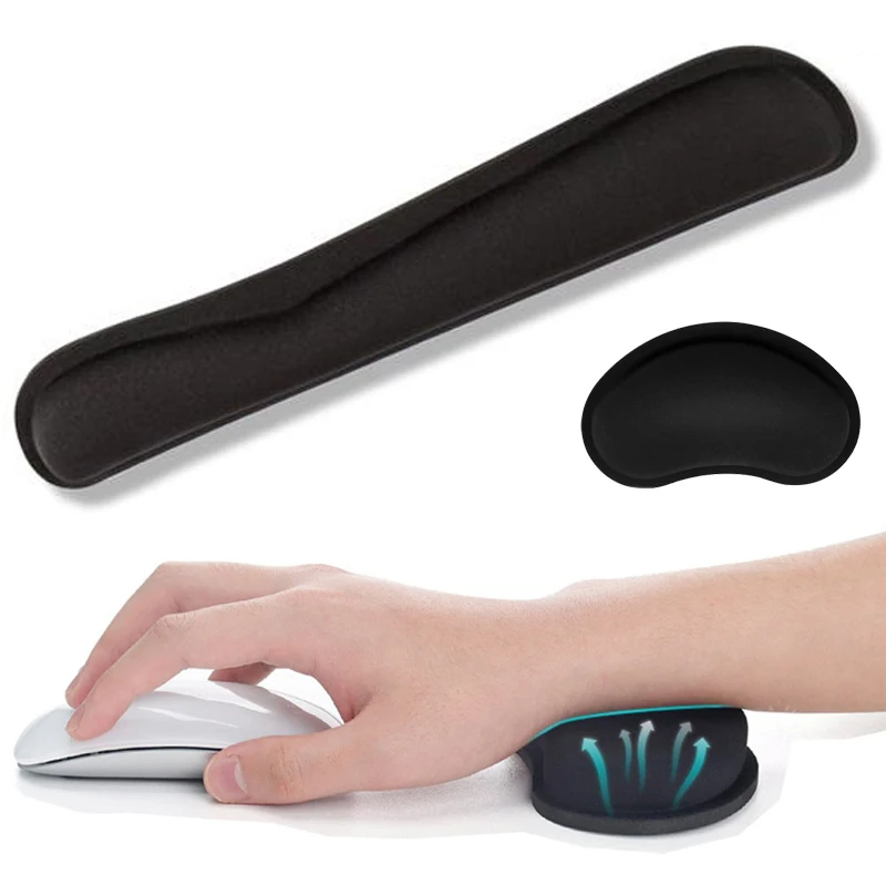 Keyboard Wrist Rest Pad Mouse Pad Memory Foam Superfine Fibre For Typist Office Computer Gaming Keyboard Raised Platform Hands