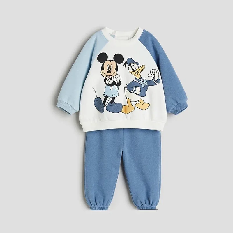 Full Print Mickey Baby Long Sleeved Suit Tracksuits Spring/autumn Loose Fashion Children\'s Clothes Sweatshirt + Sweatpants Set