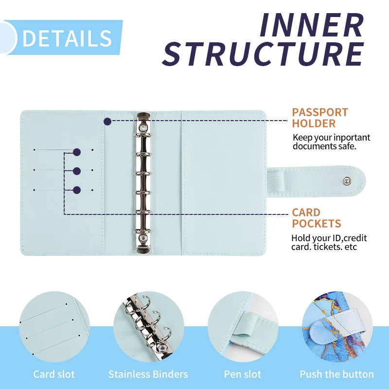 A7 Marble Colorful Money Budget Planner Binder Envelopes Cash Notebook Cover for Budgeting Money Organizer for Budget Binder