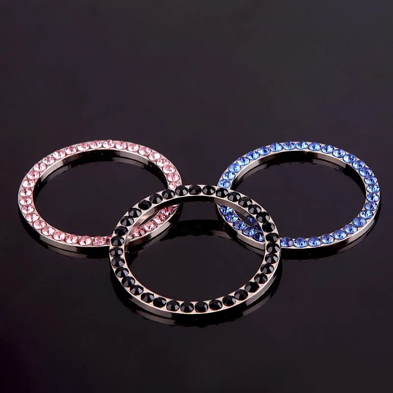 Car Bling One-Click Start Stop Engine Ignition Ring Sticker Crystal Rhinestone Circle Decor Accessories