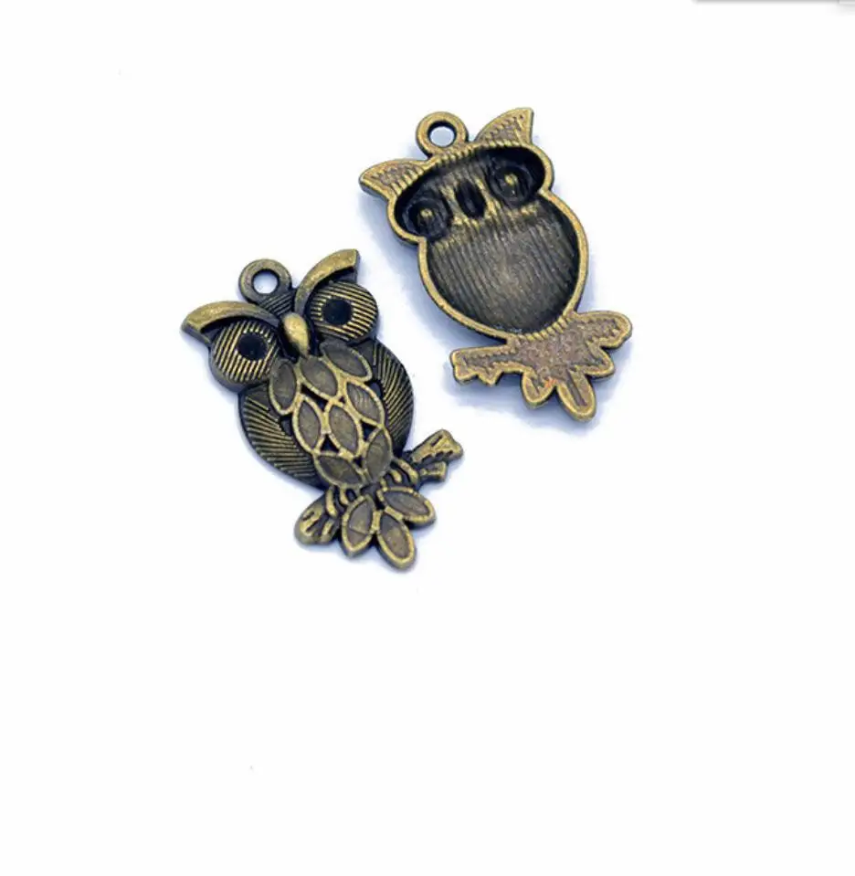 35pcs 30x16mm Animal Charm Owl Pendant 2 Colors DIY Retro Jewelry Bracelet Necklace Charms Pendant F0199