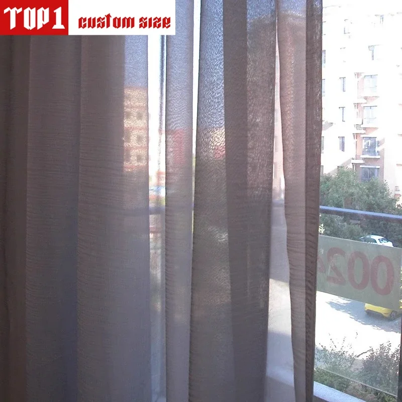 

Dark Gray Tulle Chiffon Sheer Curtains High Quality Sunshade Gray Tulle Curtains for Living Room Thick Yarn Voile Organza Drapes