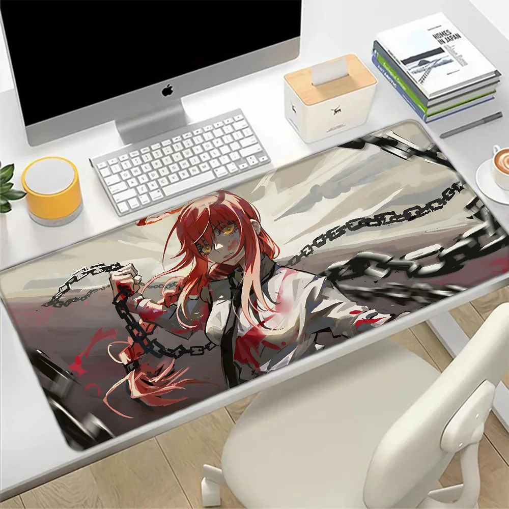 Tapis de souris Makima Chainsaw Man, impression HD, bord de verrouillage, non ald, XXL 90x40cm, clavier PC, tapis de bureau