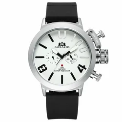 Automatic Mechanical Movement Watch Five needles multi-function Men Rubber Boat Case Fashion U Hook Big Boat Left Hand Watch