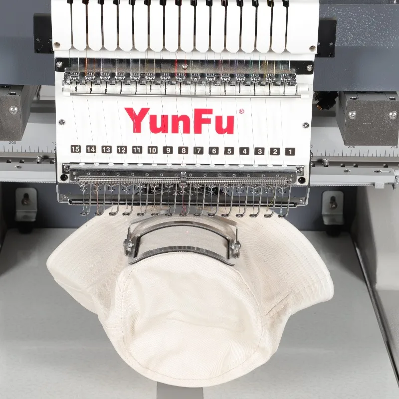 15 Needle Single Head Computerized Embroidery Machine for Custom Garment Flat Fabric and Hat Pattern Embroidery