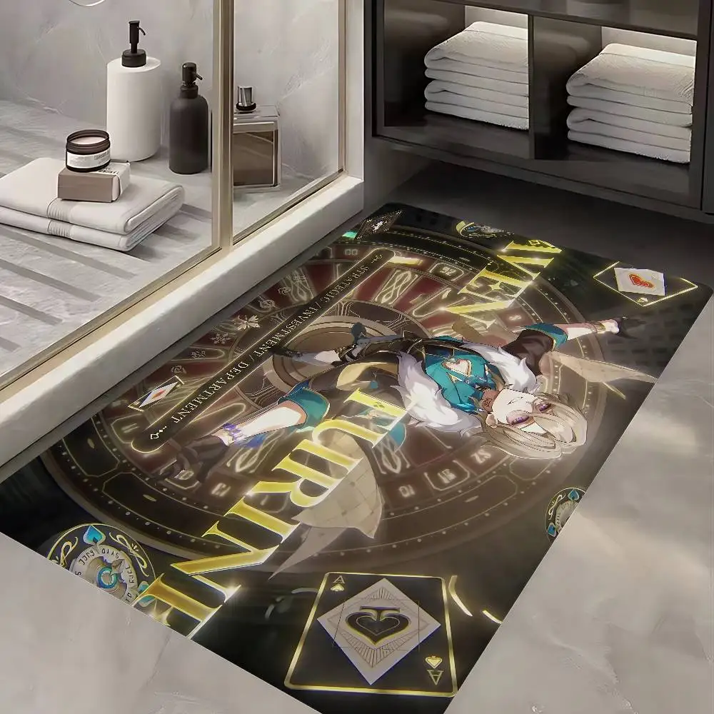 Game Honkai Star Rail Aventurine Room Mats Anti-slip Absorb Water Long Strip Cushion Bedroon Mat Household Carpets