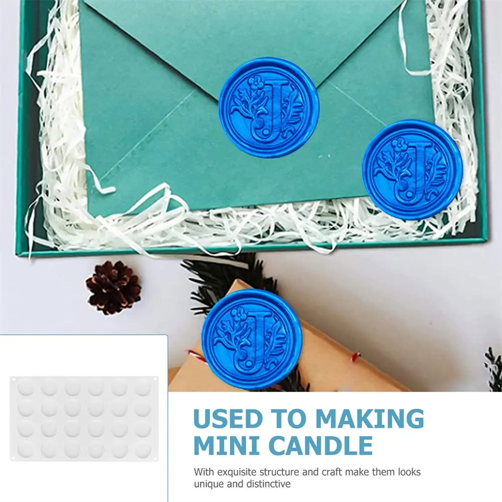 Wax Sealing Pad Silicone Mold 24 Holes for Home Invitations Round Wax Seal Making Tool Silicone Mold Party Supply