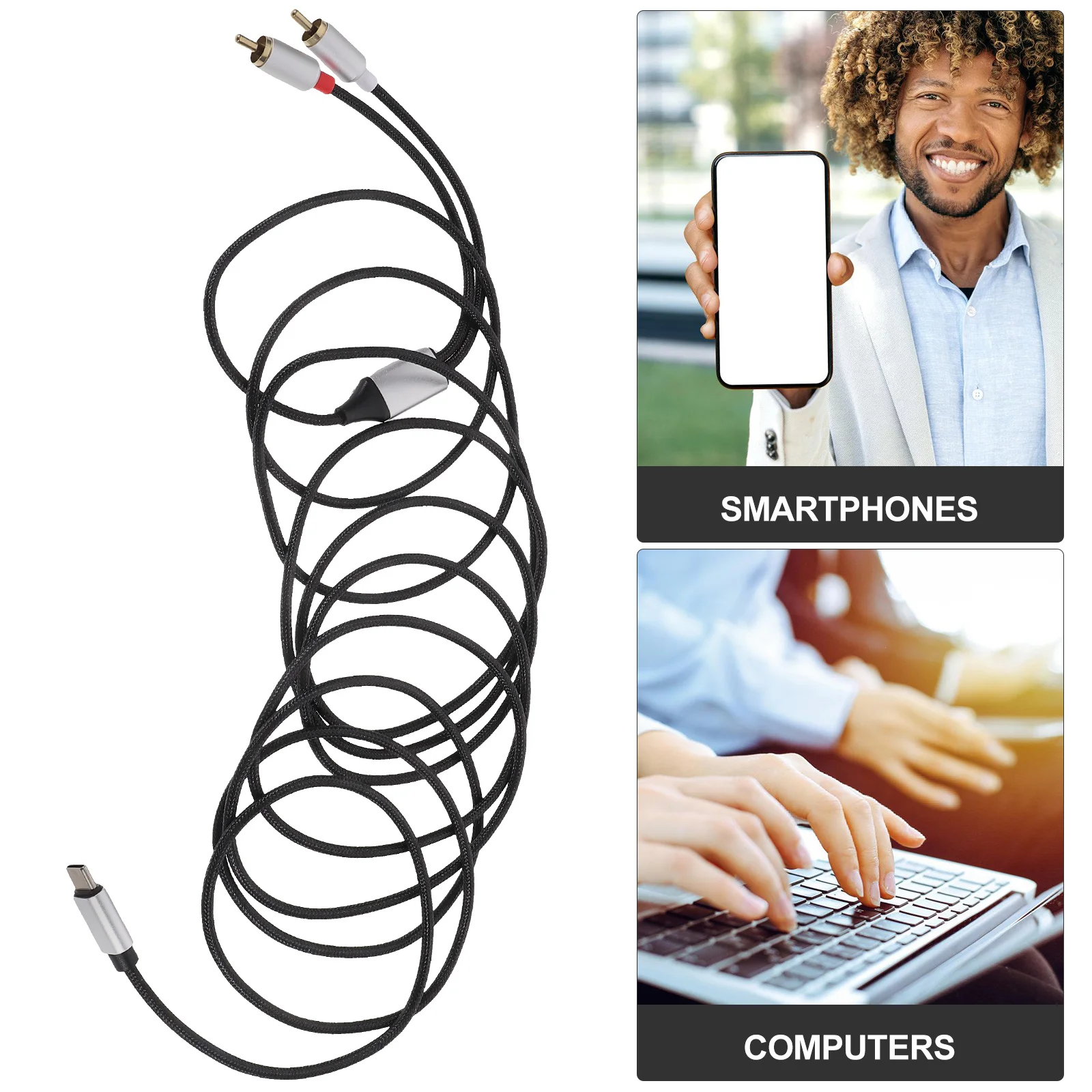 

USB C to Double Rca Audio Cable Y Splitter Durable Stable Audio Converter Connector Wire Portable 2m USB C to Rca