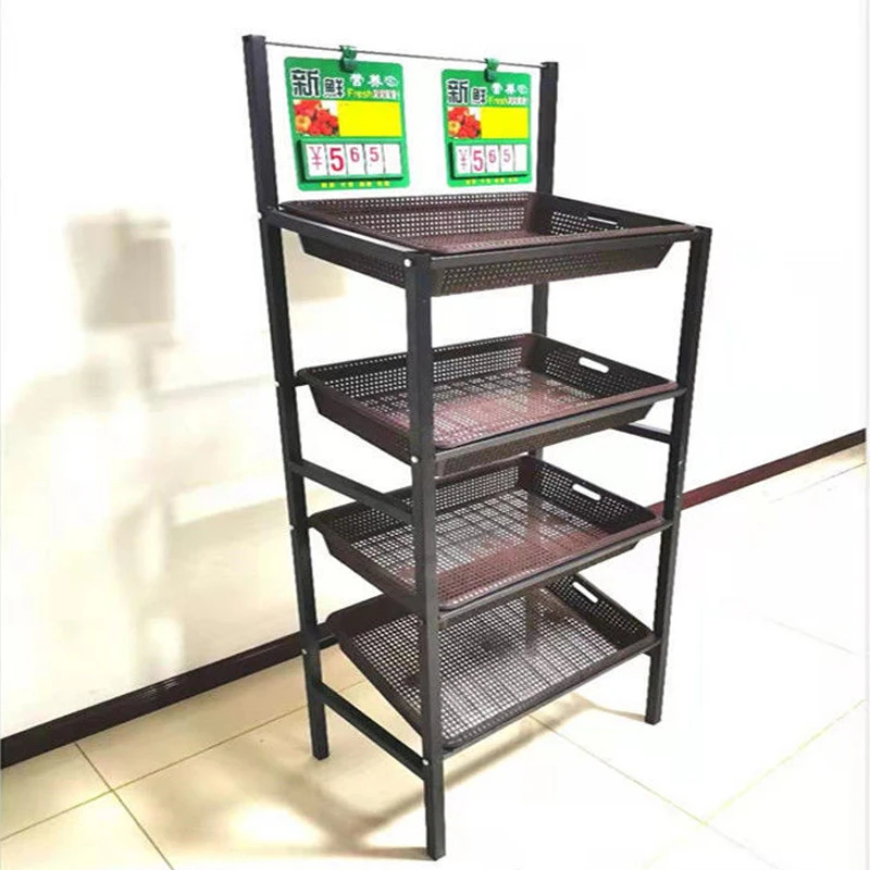 Frutas e legumes Display Rack, gôndola prateleiras, melhor qualidade, personalizado