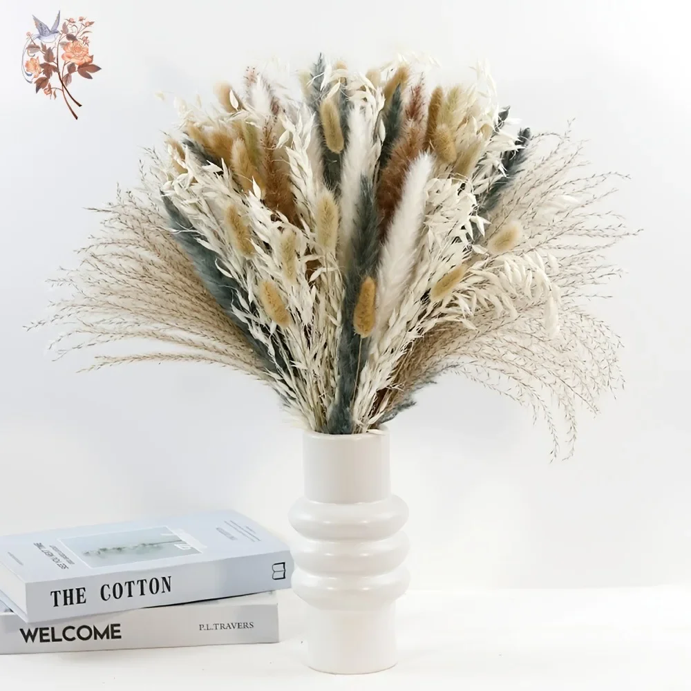 

Fluffy Pampas Natural Dried Flowers Bouquet Boho Home Wedding Decor Bunny Rabbit Tails Grass Christmas Decoration New Year Gifts