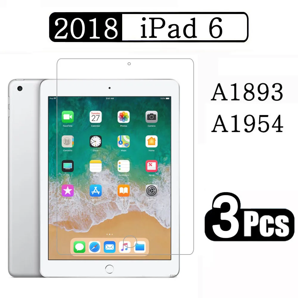 

(3 упаковки) Закаленное стекло для Apple iPad 6 9,7 2018 6-го поколения A1893 A1954 Защитная пленка для экрана планшета с защитой от царапин