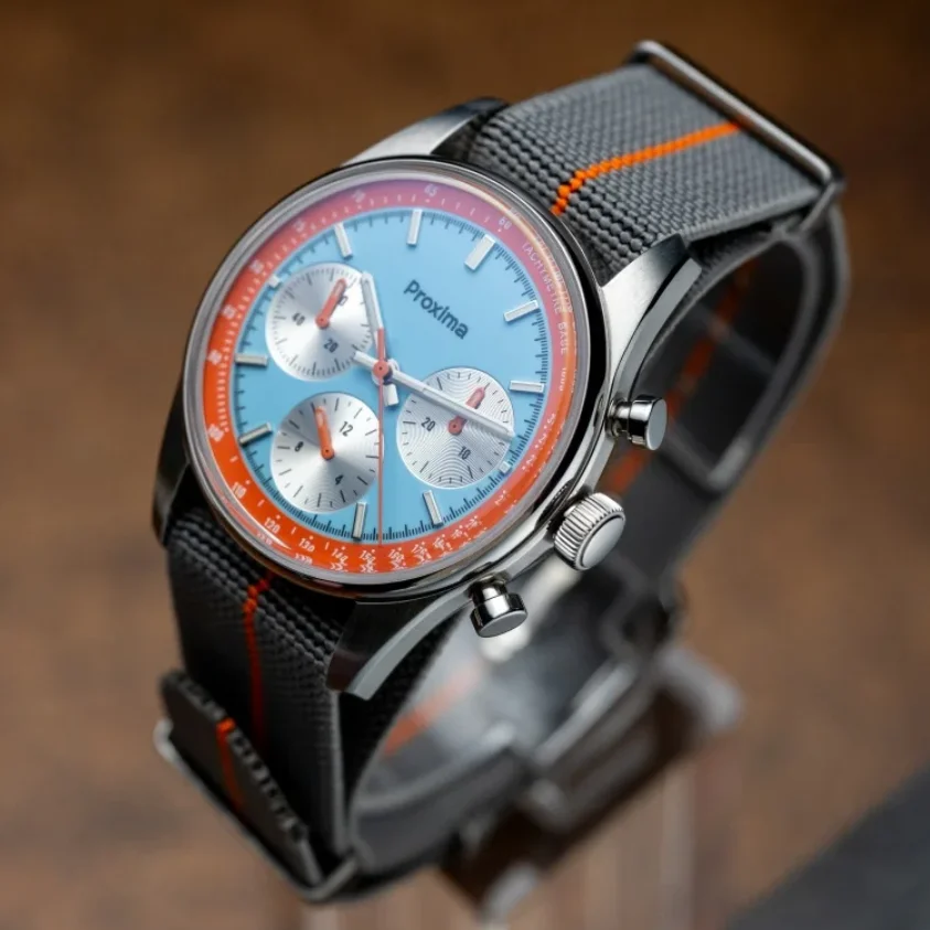 

Мужские часы Proxima с хронографом, 39 мм, спортивные механические наручные часы с ручным заводом, светящиеся, 10 атм, водонепроницаемое сапфировое зеркало ST1902