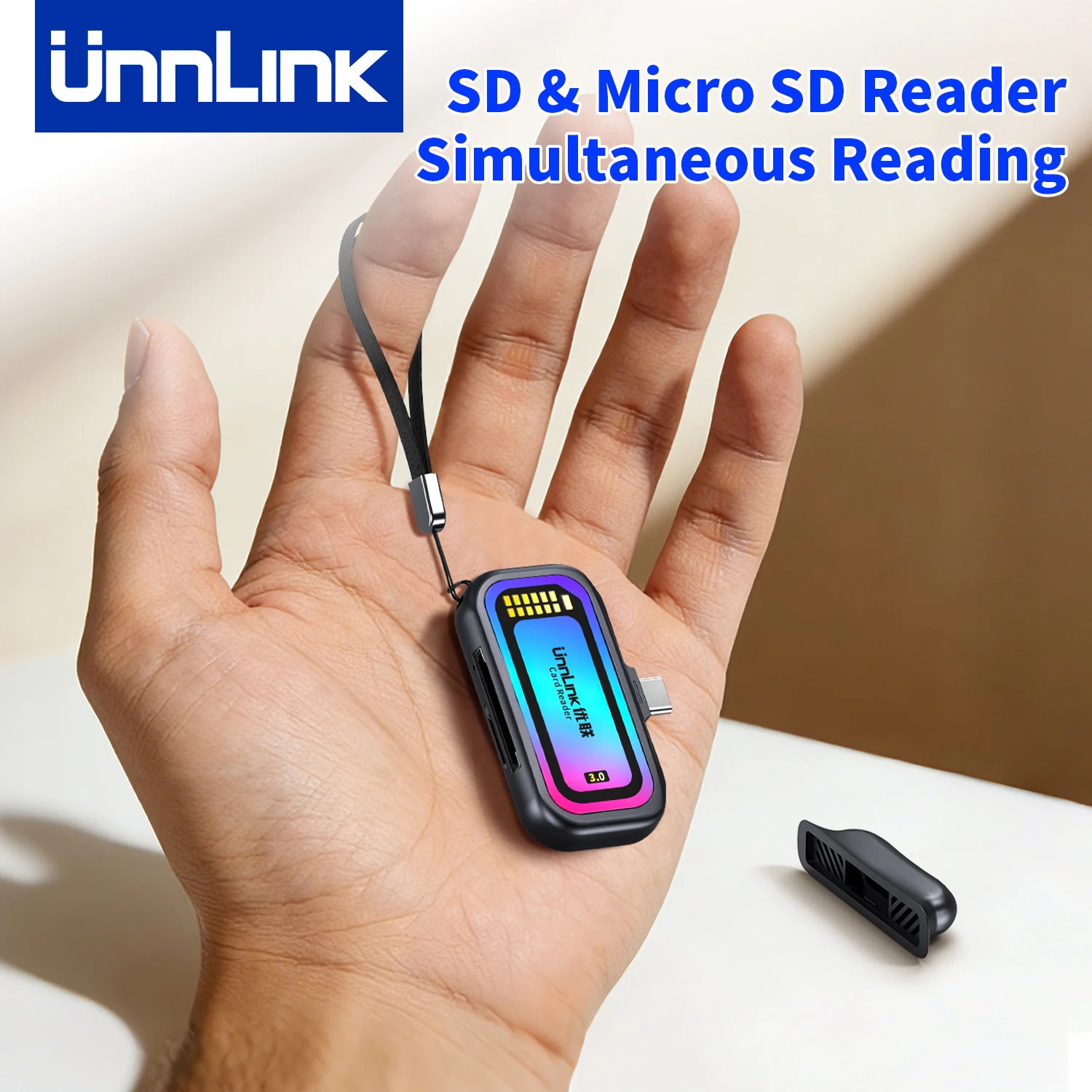 

Unnlink SD & MicroSD Card Reader USB-C to SD TF 3.0 Memory Card Adapter for Phone/Tablet/PC to Read Drone, Action Camera Card