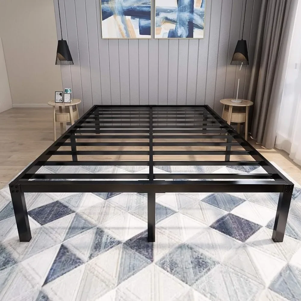 18 inch platform bed frame/simple assembly mattress base/3000lbs heavy-duty steel plate/no need for box spring bed frame