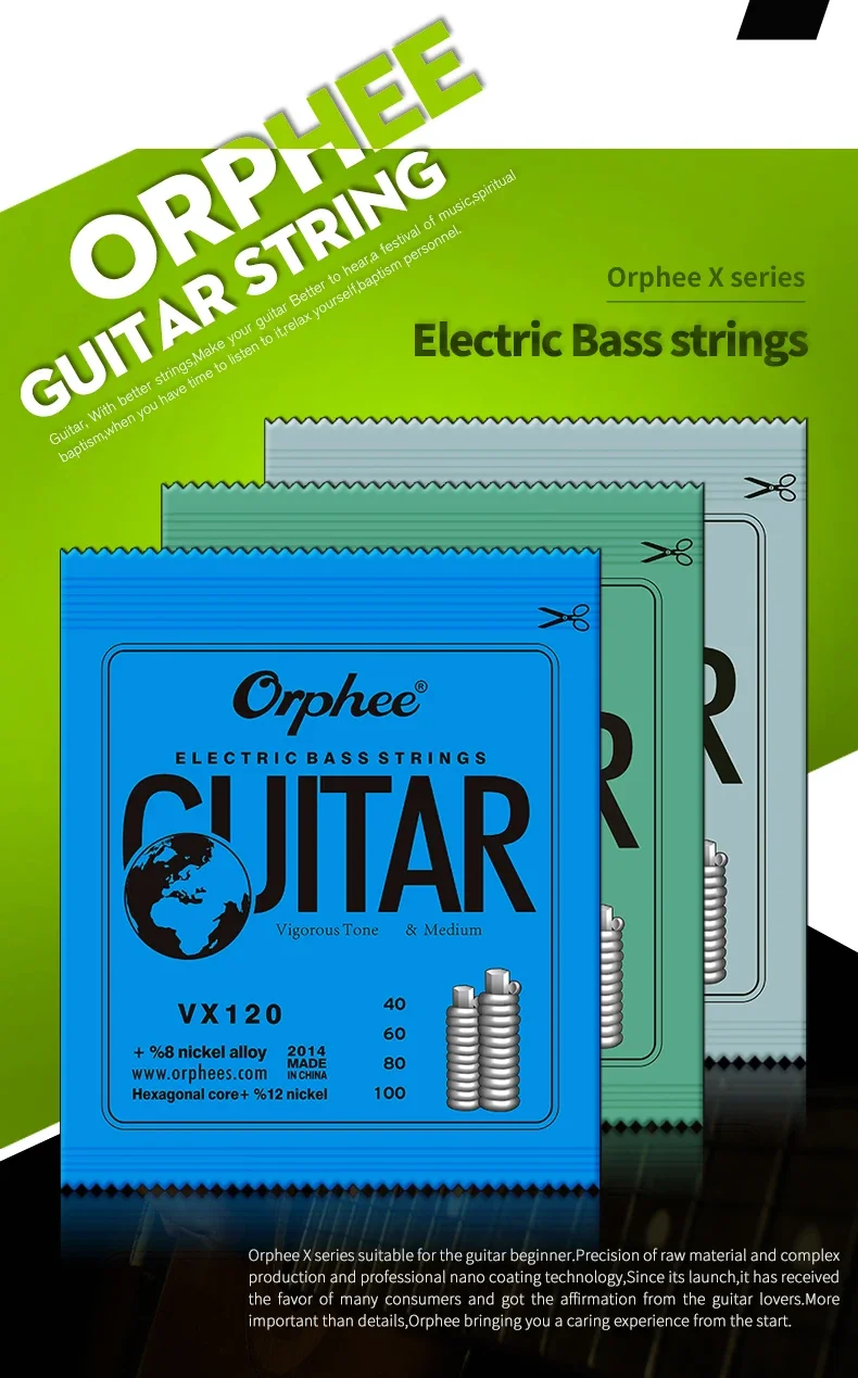 Orphee 4/5/6 Elektrische Bass Gitarre Saiten Carbon Stahl Sechseckigen Kern Legierung Wunde Bass Guitarra Gitarre String Zubehör – Detail 2