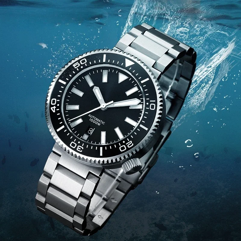 

Manufacturer Men's Automatic Mechanical Watch, Business C3 Luminous 1000m Diving Waterproof Ice Hockey Steel Watch