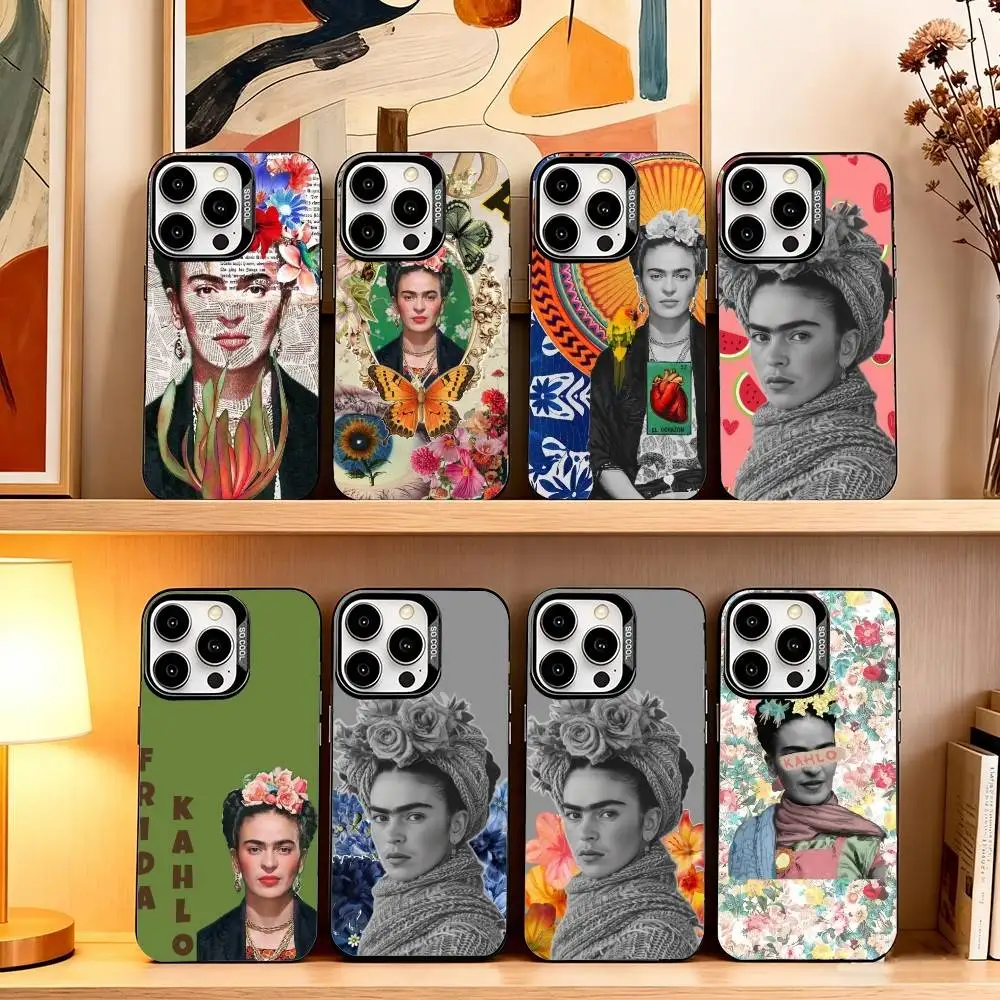 

Art F-Frida Kahlo Phone Case For iPhone 17,16,15,14,13,12,11 Plus,Pro Max,XS,Colorful Silver Phone case Funda Cover