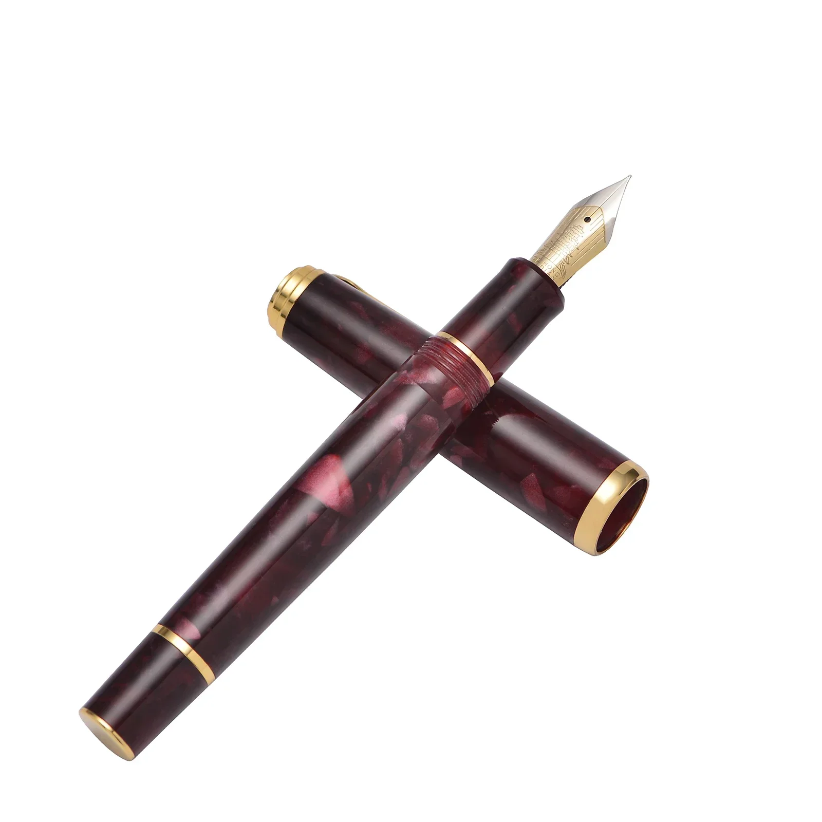 

Hongdian N1 Retro Acrylic Resin Fountain Pen Nebula Series EF Nib Dark Red Office Pen with Converter