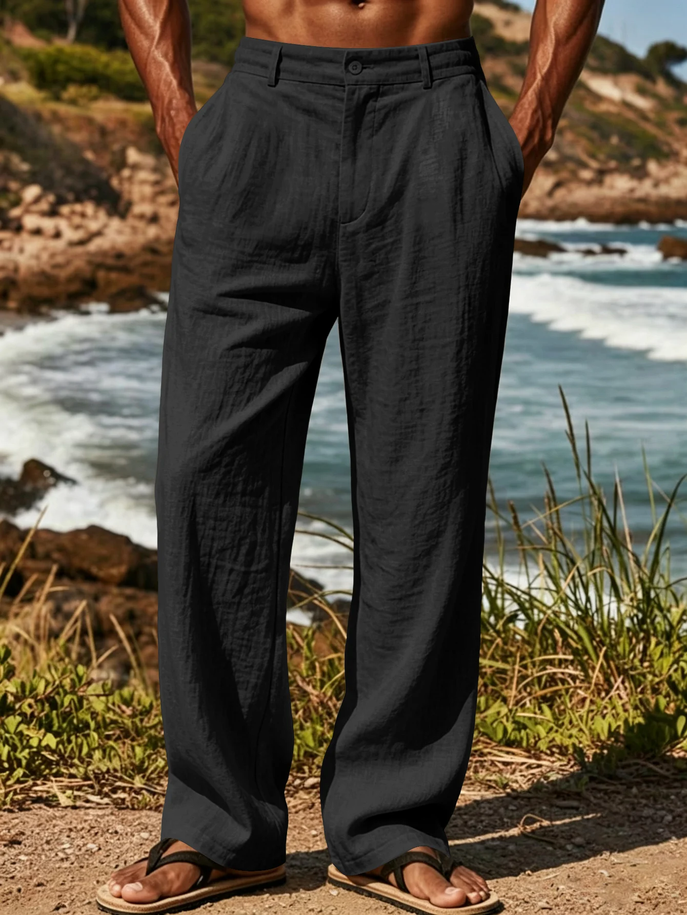 ฤดูร้อนแฟชั่นใหม่ผู้ชายกางเกงข - Men'S Fashion Linen Pants บทวิจารณ์และราคา