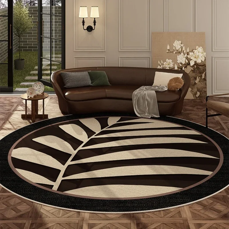 Living Room Carpet Light Luxury Advanced Brown Retro Round Bedroom Bedside Soft Mat Study Cloakroom Leisure Area Rugs Alfombra