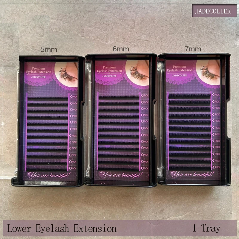 

JADECOLIER 1 лоток, высококачественные короткие J/B/C завитки для наращивания ресниц, 5/6/7 мм, смешанная длина, натуральные длинные нижние ресницы
