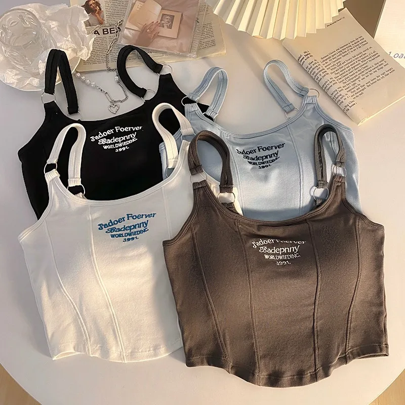

Pop women clothing vests top tank Spicy girl's beautiful back suspender summer outerwear niche short top underwear tank top vest