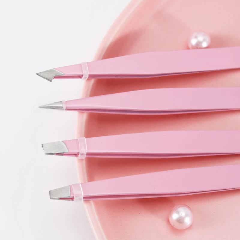 Pinzetten-Set, 4-teilig, Edelstahl-Pinzette, Präzisions-Pincette, Wimpernverlängerung, Augenbrauen, Gesicht, Mitesser, Augenbrauen, Trimmen, Zuhause