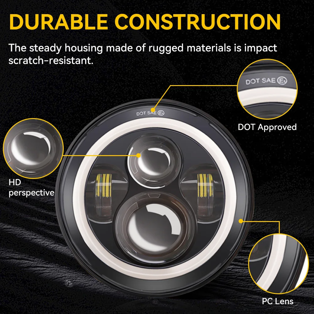 Universal 7 Inch Led Car Motorcycle DRL H4 Headlamp For Harley Yamha Honda 7" Headlight image 2