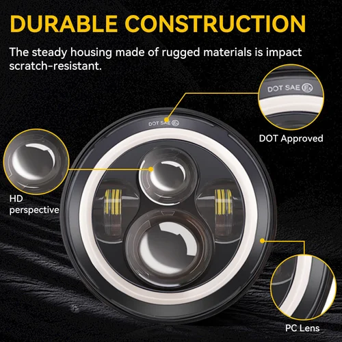 Imagen 2 del producto Faro Led Universal para motocicleta, faro DRL H4 de 7 pulgadas para Harley Yamha Honda