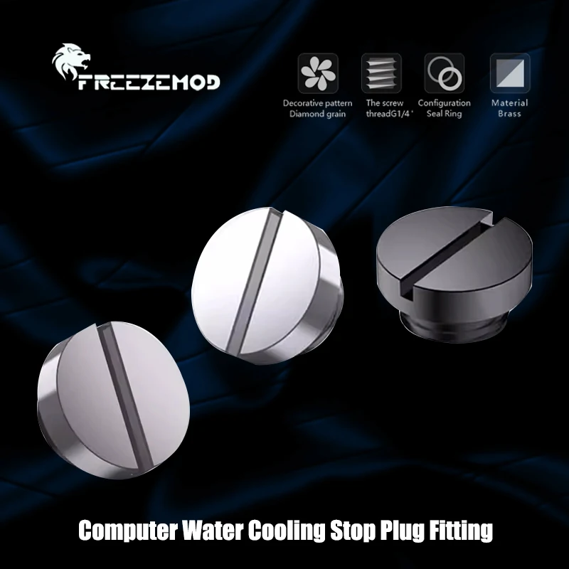 FREEZEMOD Computer Water Cooling Stop Plug Fitting, Smooth Water Stop End Cap Coin Slot Type, Brass Material,High-End GDT-YZ