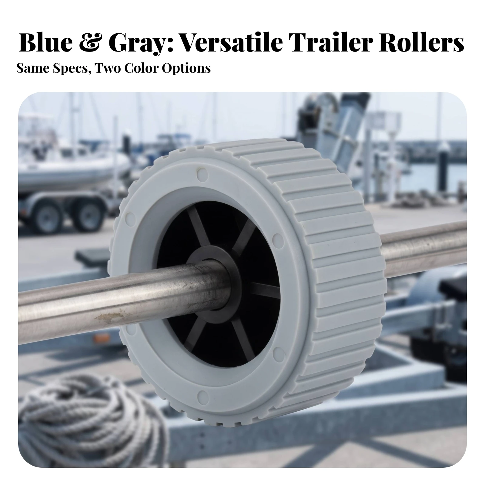 Yacht Trailer Roller Wheel Marine Boat Trailer Ribbed Wobble Roller Hardware Easy-Rolling Low Maintenance