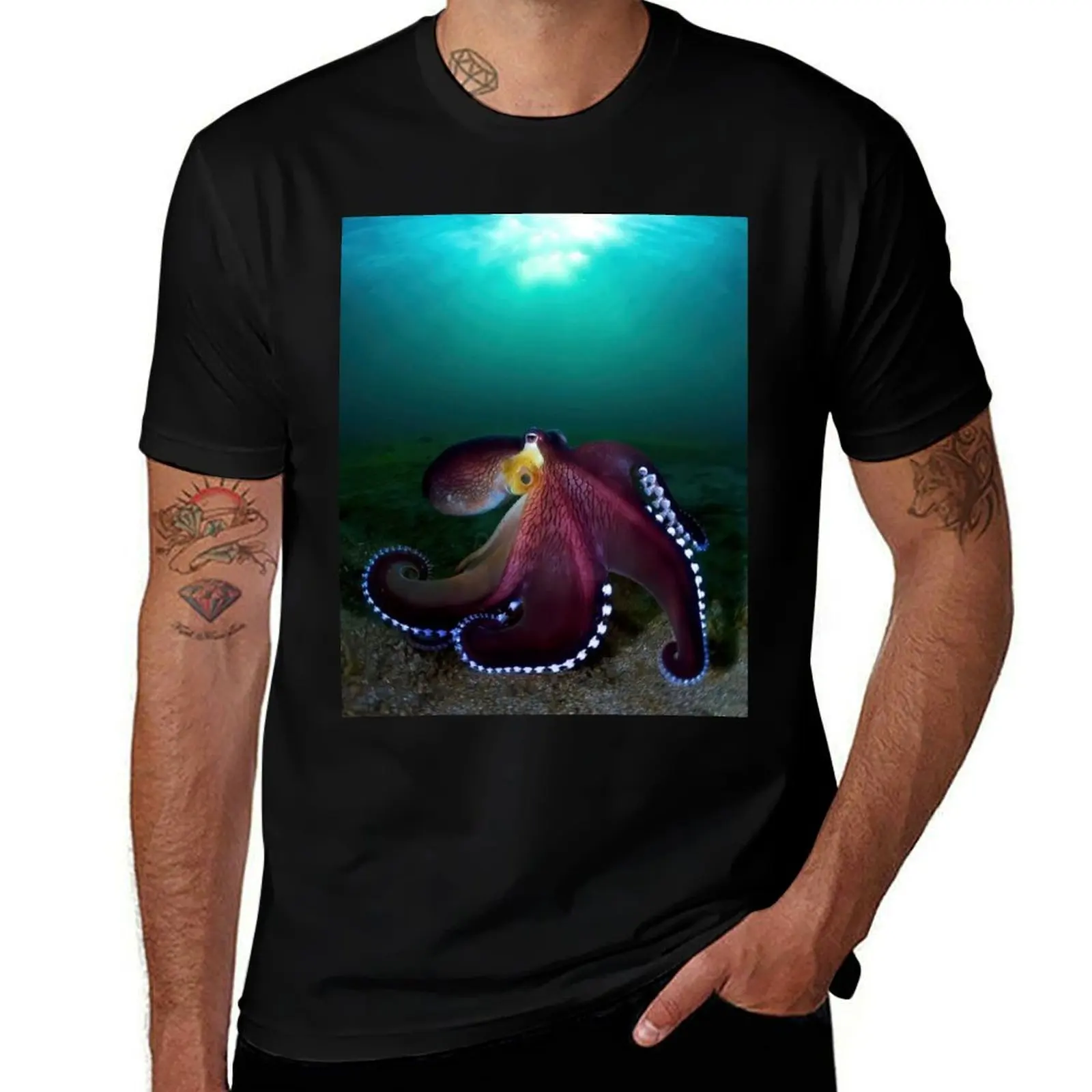 Stunning Coconut Octopus T-Shirt Casual Holiday Short Sleeve Tee T-Shirt