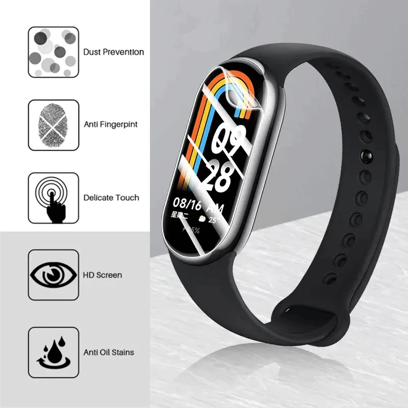 1-3PCS Hydrogel Film For Xiaomi Mi Band 9 8 Screen Protector Soft Protective Film For Xiaomi mi band 9 8 7 Clear Protector Films