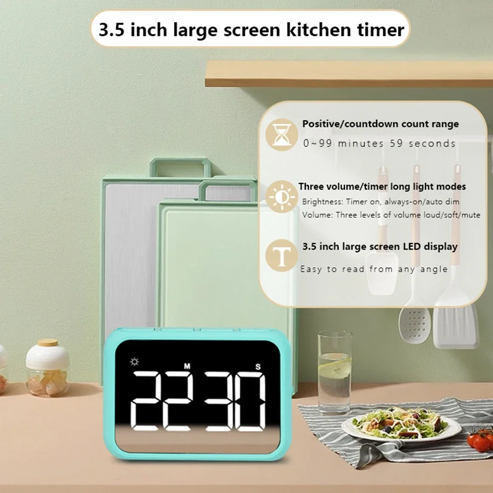 1PC Modern Minimalist LED Battery Timer Student-Only Digital Timer Kitchen Countdown Reminder (No Battery)