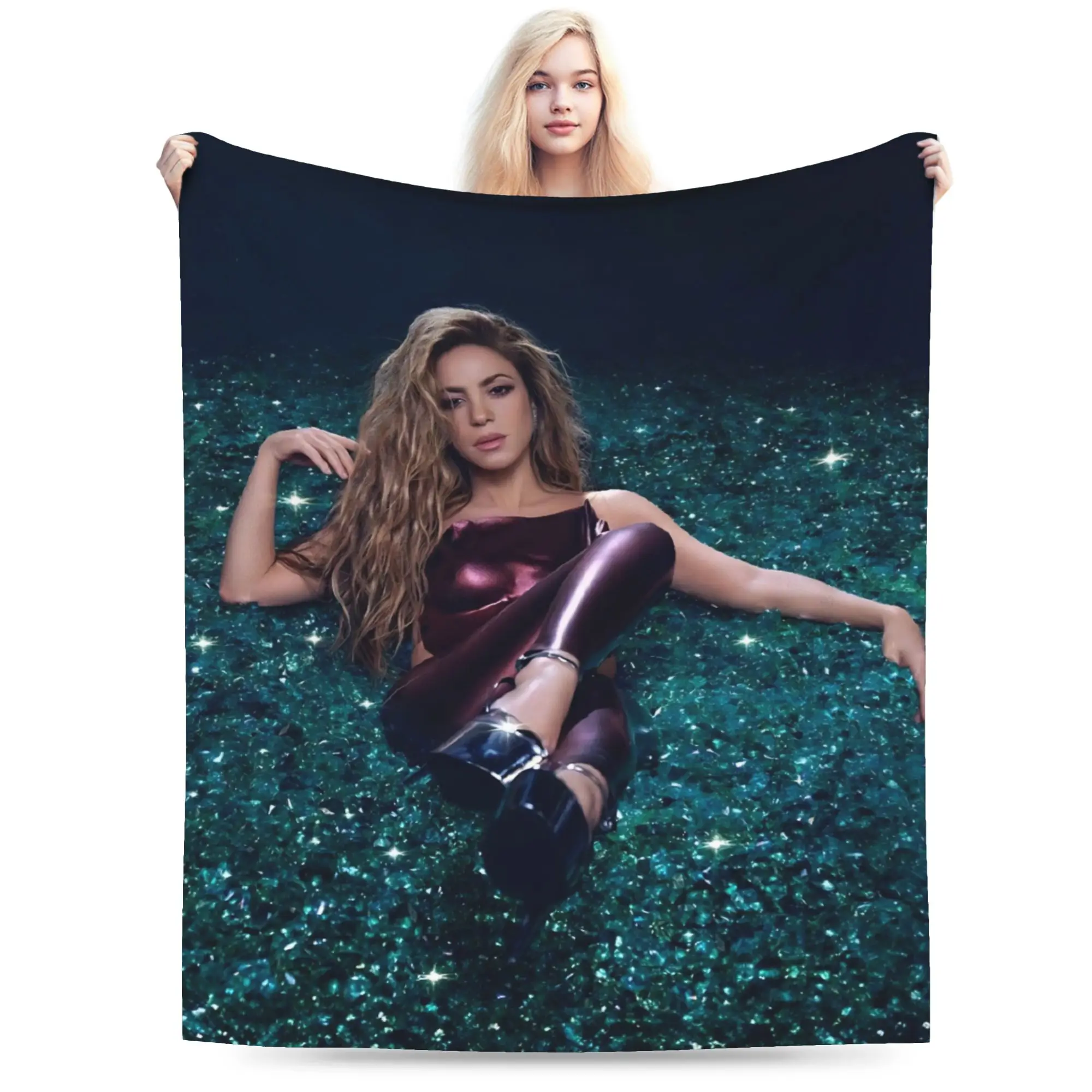 Singer S-Shakira Blankets Fleece Print  Portable Super Soft Throw Blanket for Home Couch Bedding Throws