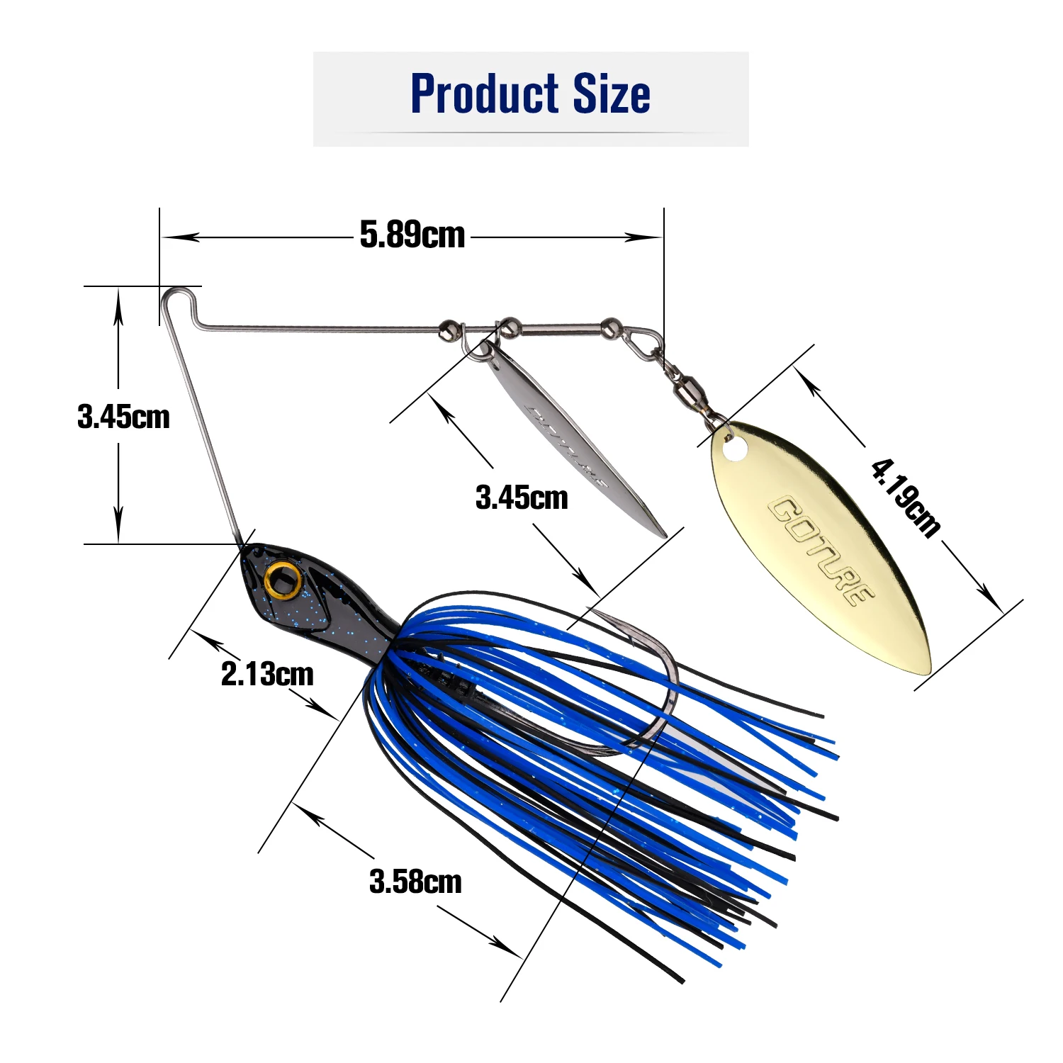 Goture 10g/14g Spinner Bait Fishing Lure 1pc Metal Jig Jigging Lure Spinners Spoon Bait Artificial Spinnerbait for Bass Carp