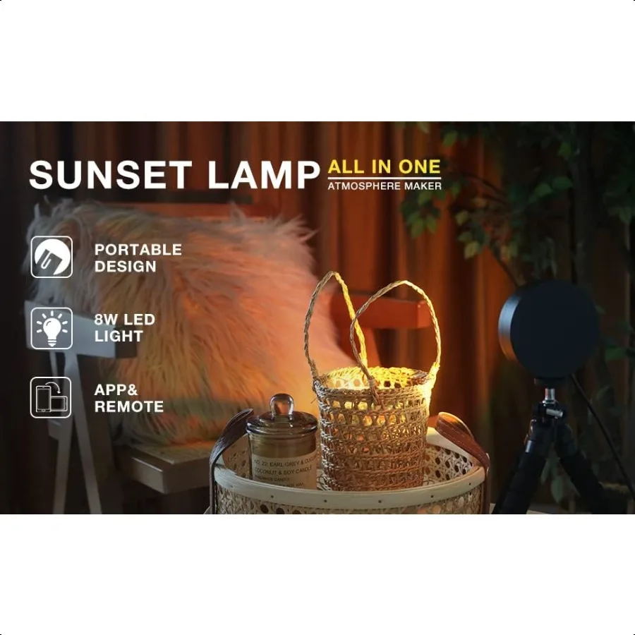 Lampada da tramonto Proiettore Luci a LED per camera da letto Luce notturna Luci RGB Luce solare Lampada da alba 10w Rotazione a 360 gradi Illuminazione d'atmosfera Ho