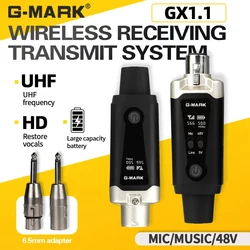 Wireless Microphone System G-MARK GX1.1 UHF XLR Adapter 16 Channels Audio Transmitter And Receiver For 48V Phantom Power Condens