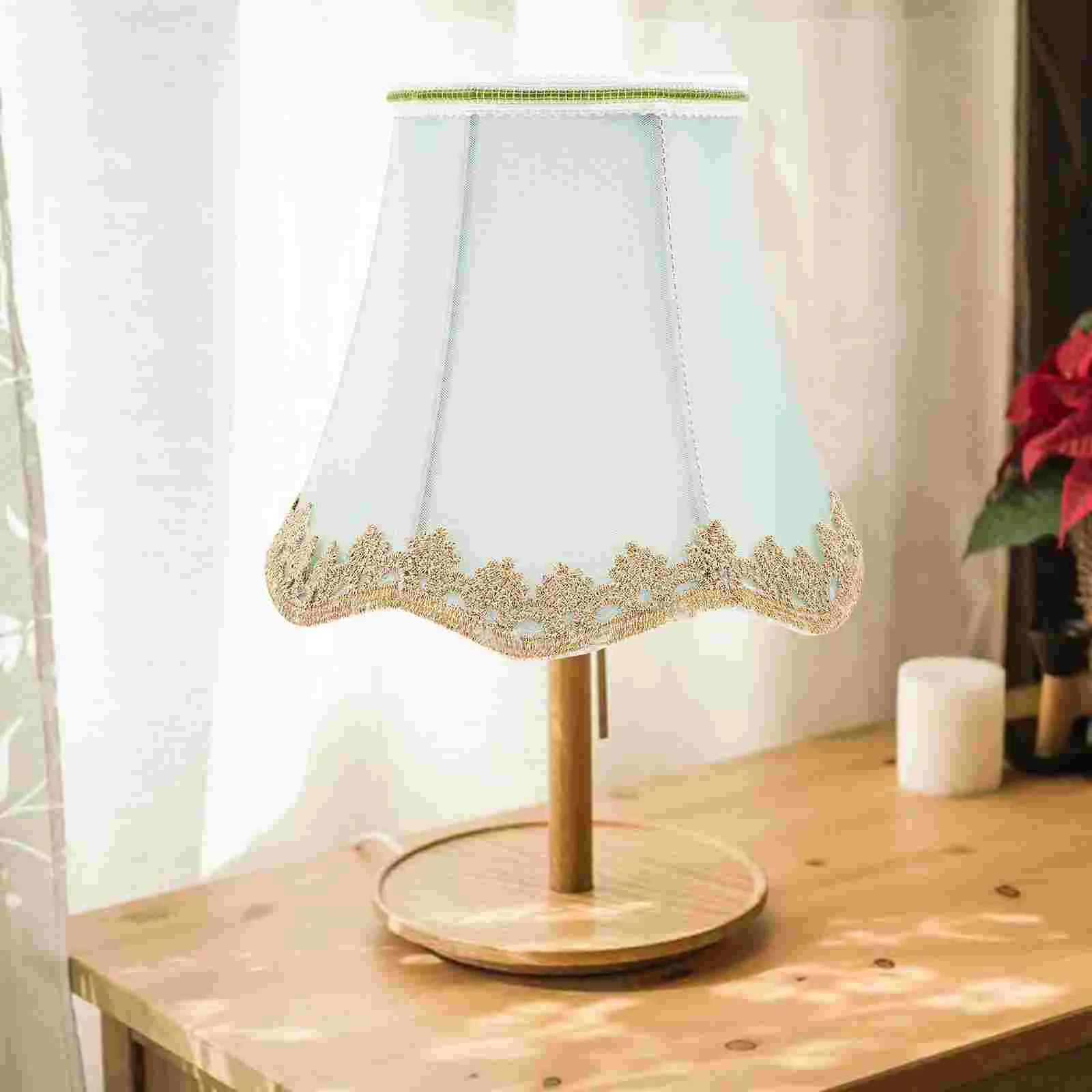 Fabric Lampshade Home Decor Green Cream Nightstand Bulb Retro Accessories Vintage