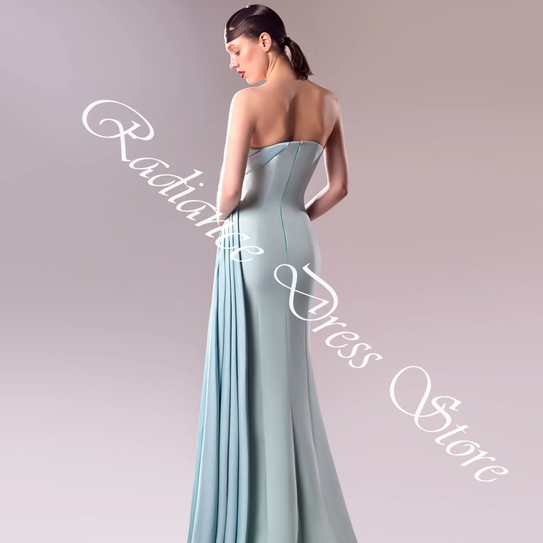 فساتين سهرة مخصصة عالية الجودة من الساتان المستقيم كريستال بدون حمالات وسحاب خلفي بدون أكمام قطار كوكتيل D #4