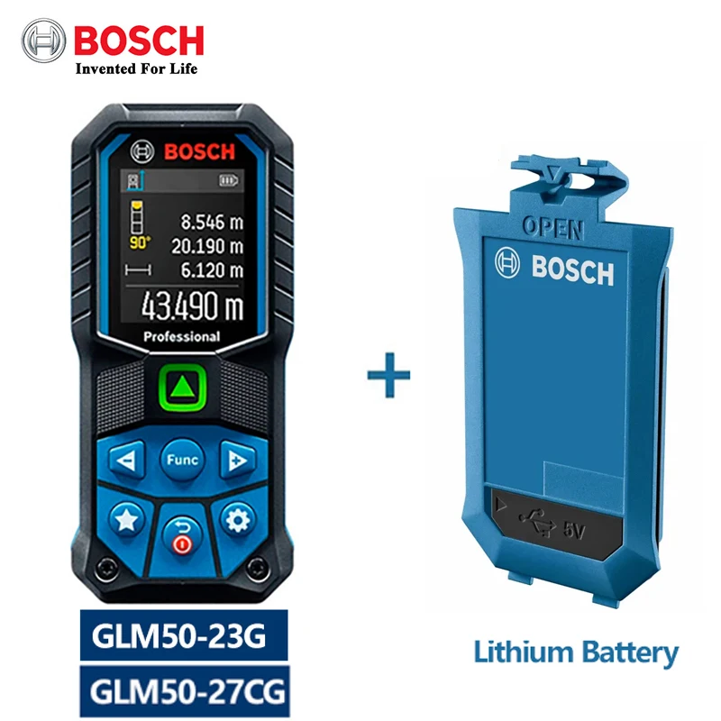 Bosch GLM50-23G or GLM50-27CG Laser Rangefinder 50M Green Line Electronic Laser Measuring Tape with Lithium Battery BA 3.7V