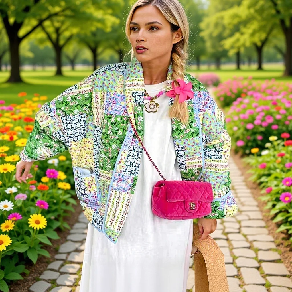 

Весенняя новинка: Модная повседневная женская куртка из хлопка с цветочным принтом, воротником-стойкой, утепленная, с длинными рукавами, для стройного силуэта