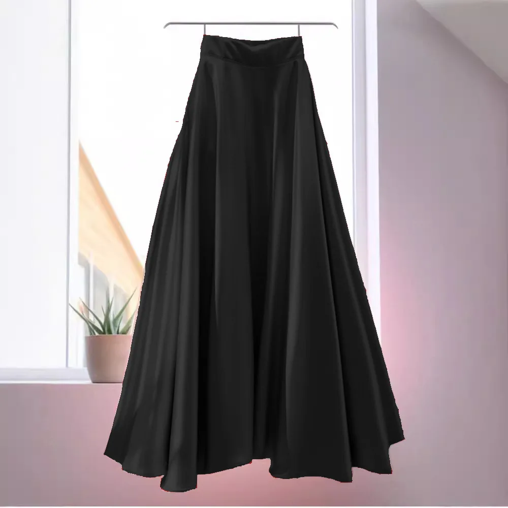 

Pink Silk Half-length Skirt Women's Fashion Spring Season Elegant Drapey Pleated Skirt A- Line Long Skirt Commute Style